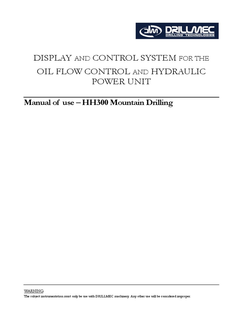 HPU & Drilling Console Manual HH300 | PDF | Control System | Valve