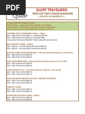 Price List Tiket Atraksi Update 1 November 2014