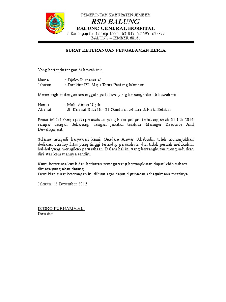 Surat Pengalaman Kerjadoc