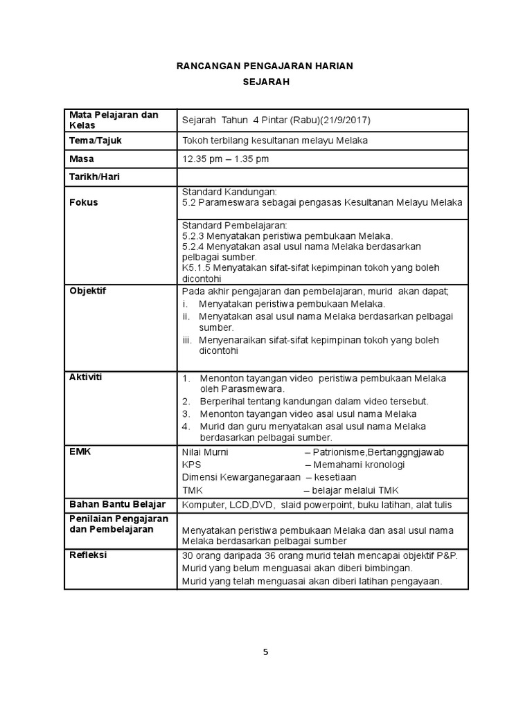Dokumen Tips Rph Tokoh Terbilang Melayu Melaka Sejarah Tahun 4 Beh Pdf
