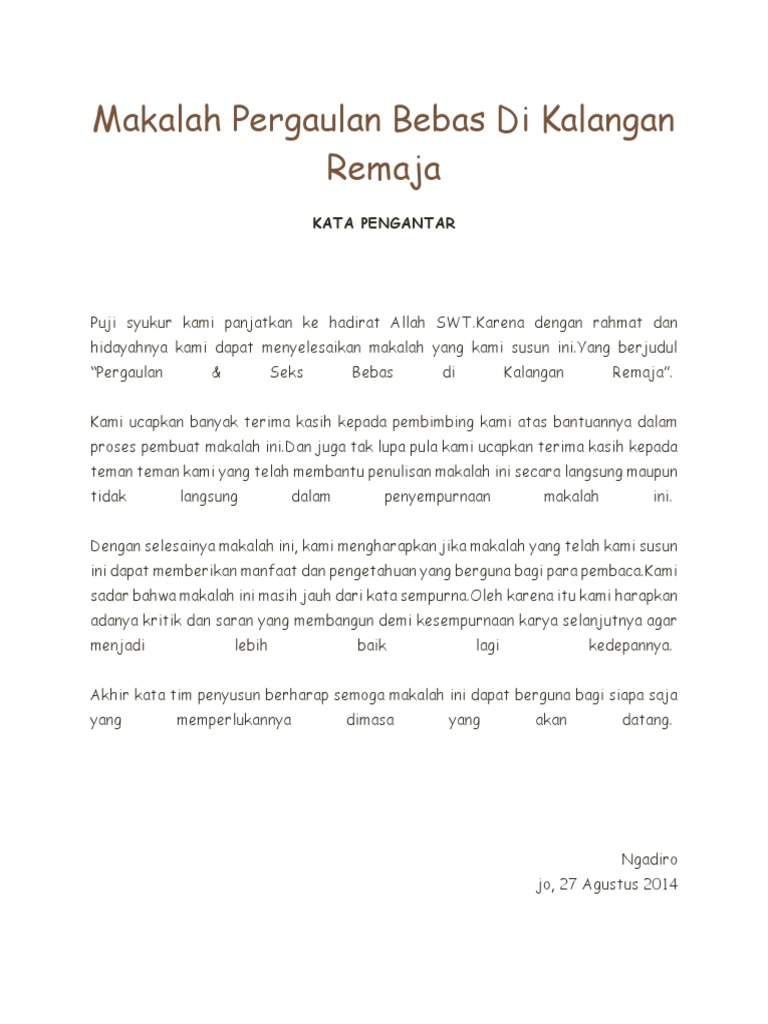 Makalah Pergaulan Bebas Di Kalangan Remaja 2