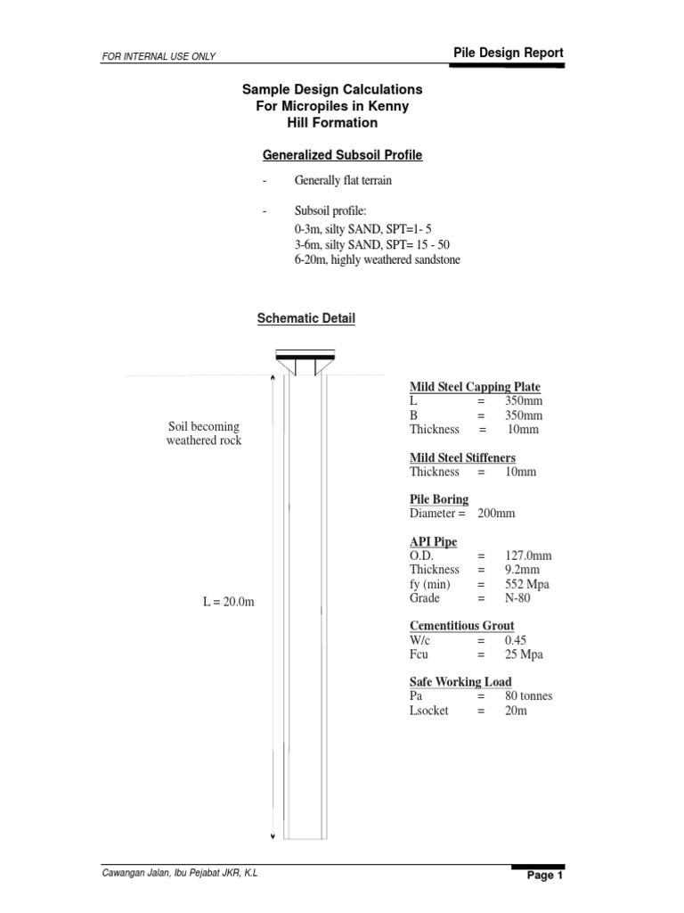 JKR Design Micropile PDF | PDF | Deep Foundation | Buckling