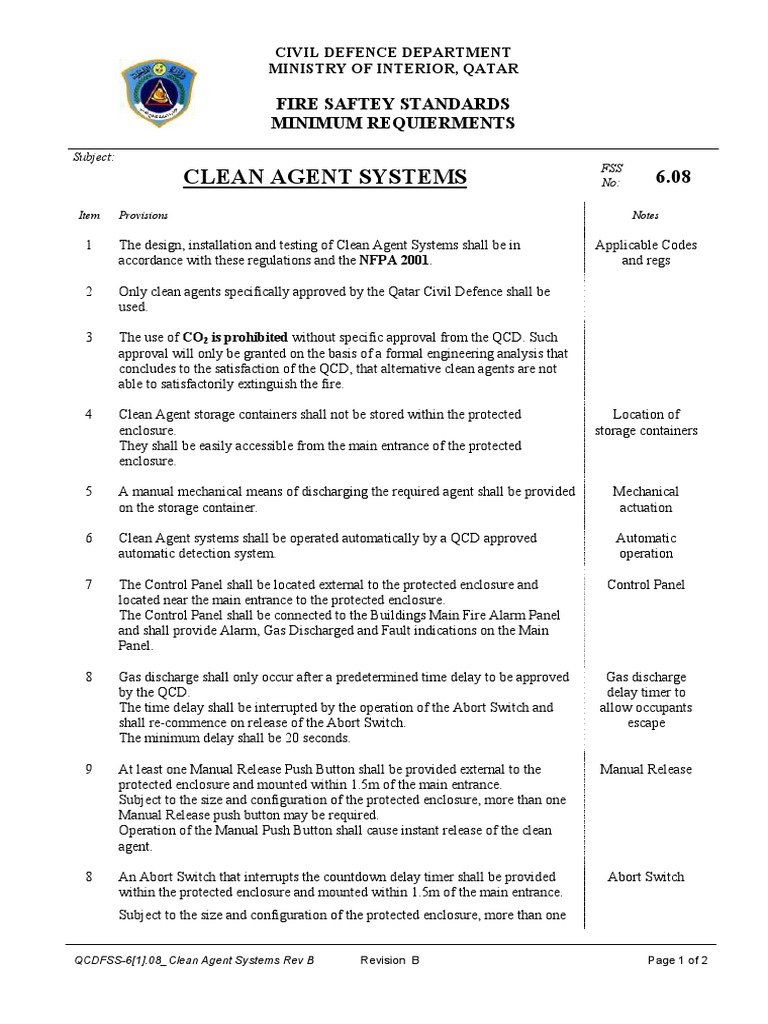 Clean Agent Systems Standards Qatar | PDF | Fire Safety | Switch