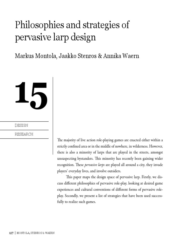 Pervasive LARP Design Strategies | PDF | Young Adult