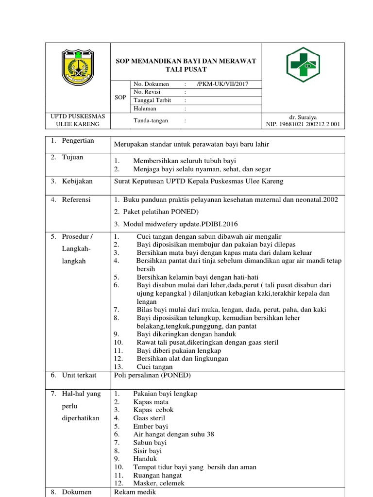 15 Sop Memandikan Bayi Dan Merawat Tali Pusat