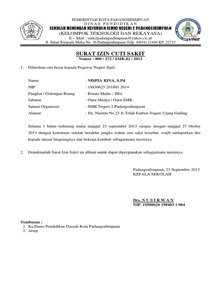 Surat Cuti Melahirkan Nurhijjah Panedocx