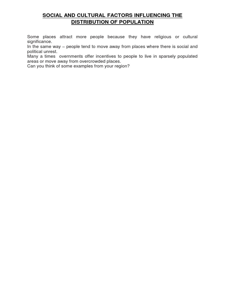 Factors Influencing Population Distribution | PDF | Social Science
