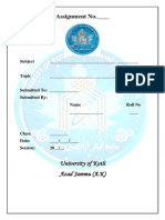 Assignment No. - : University of Kotli Azad Jammu (A.K)