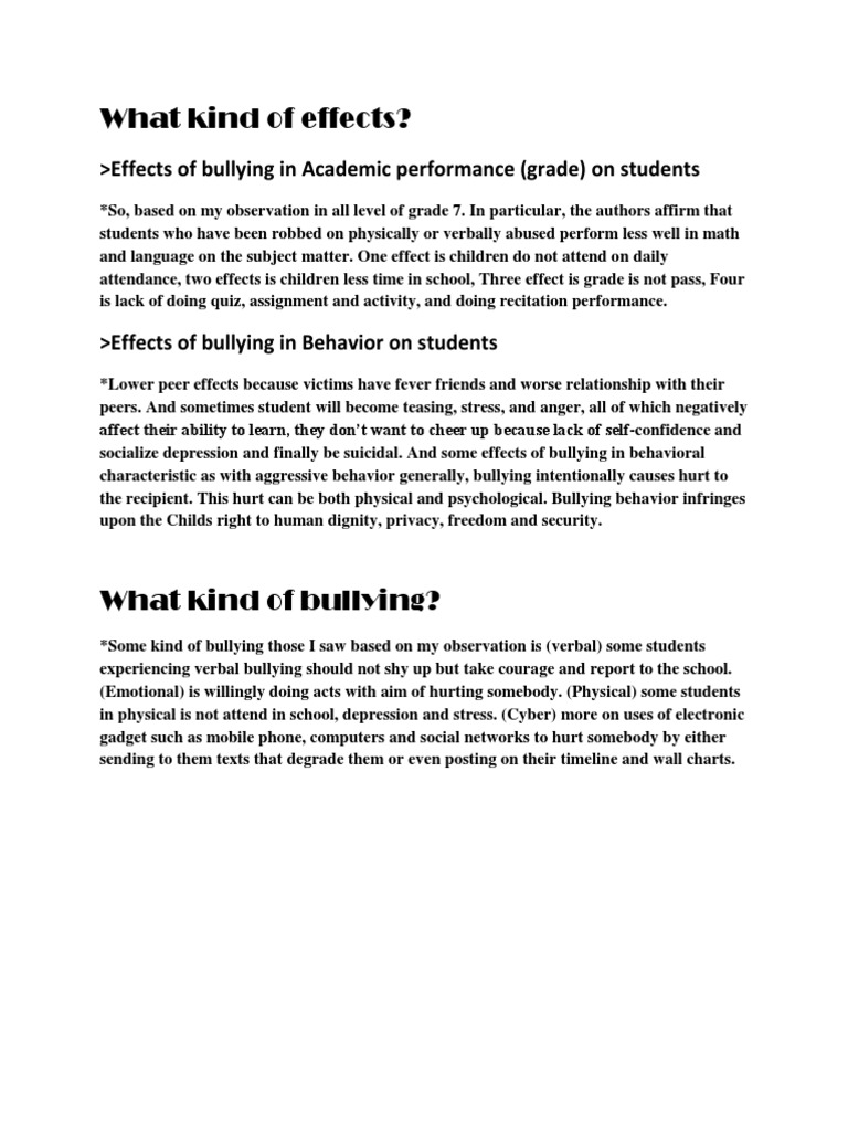 Effects of Bullying on Student Performance | PDF