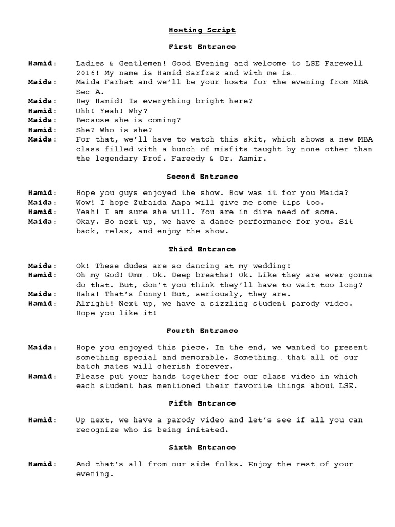 Hosting Script Farewell 2016