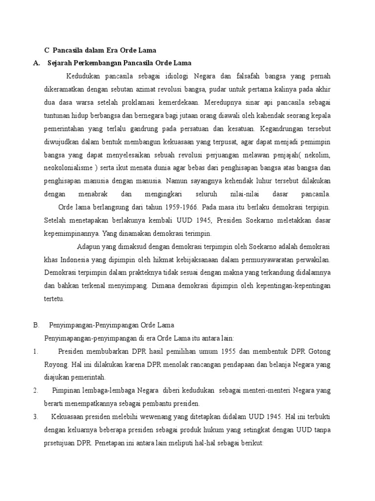 Ppkn Pancasila Pada Masa Orde Lama