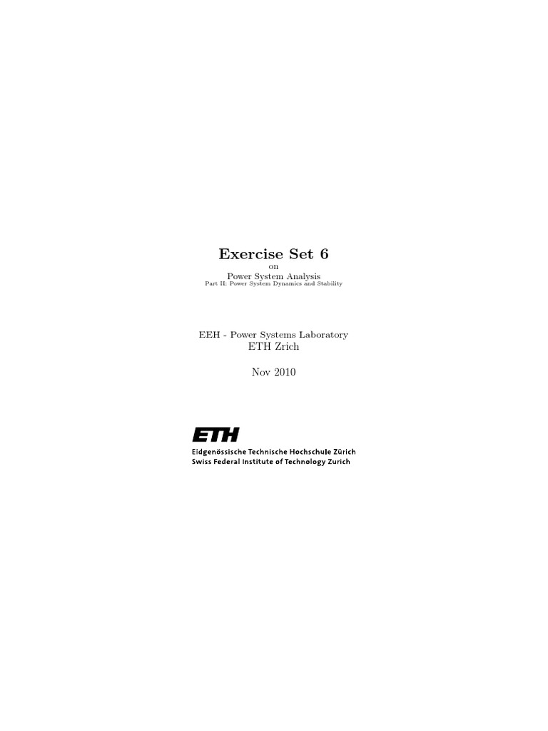 ExerciseSet6 01 | PDF | Electric Power System | Electric Generator