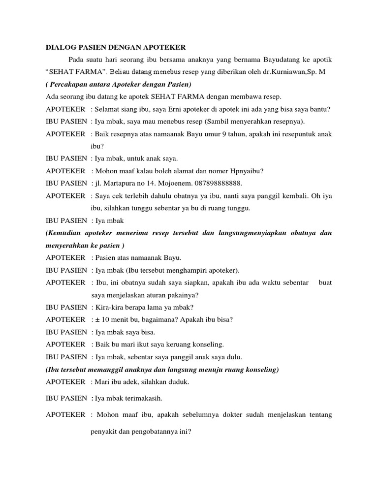 Contoh Dialog Pelayanan Prima Di Rumah Sakit