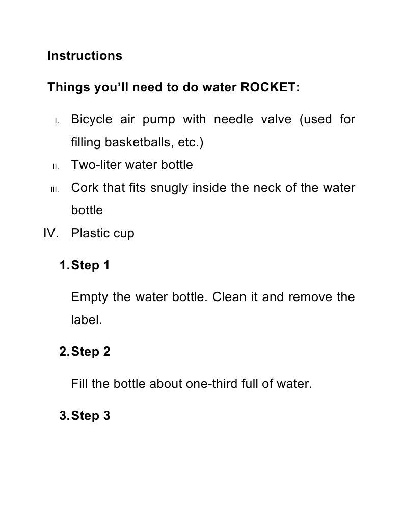 Instructions Things You'll Need To Do Water ROCKET | PDF | Gas ...