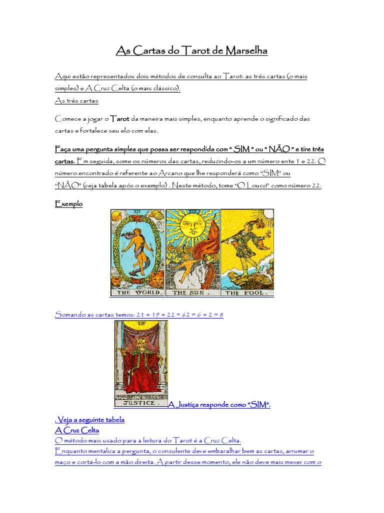 Guia Prático do Tarot de Marselha | PDF | Tarô | Cartas de baralho