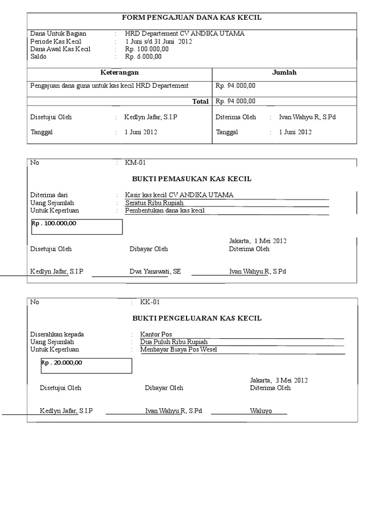 Pengajuan Kas Kecil Guru Paud