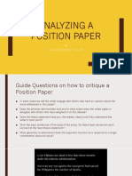 Analyzing A Position PAPER