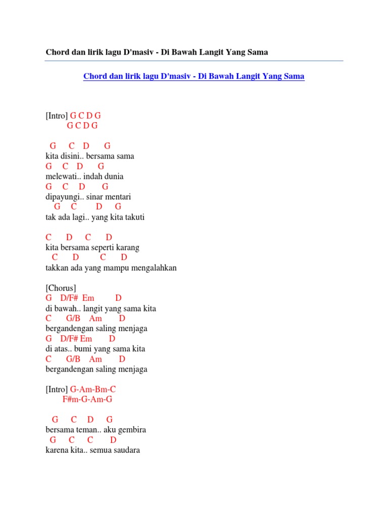 Lirik Lagu Langit Dan Bumi Kumpulan Contoh Pidato Dan Pantun Ter Populer