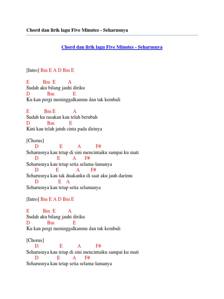Husmanss Chord Gitar Armada Harusnya Aku Asli