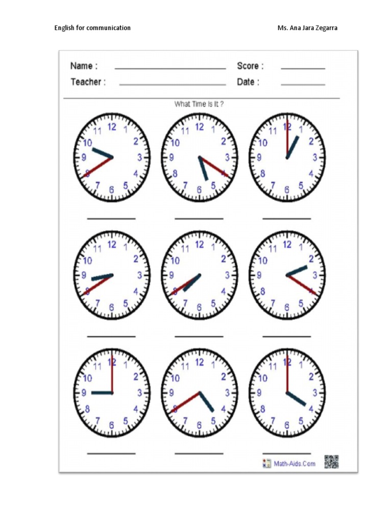 What Time Is It Worksheet 3131 PDF