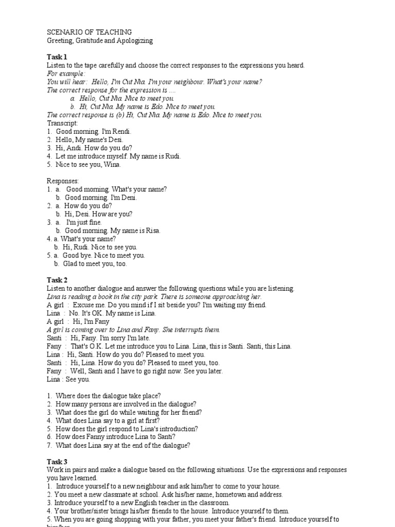 Introducing Yourself in Class | PDF | Language Arts & Discipline | Wellness