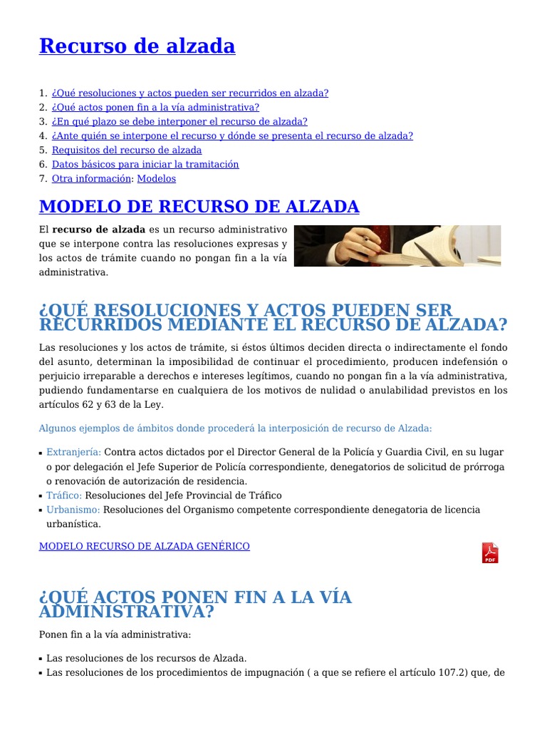 Recurso De Alzada Informacion Del Gobierno Instituciones Sociales