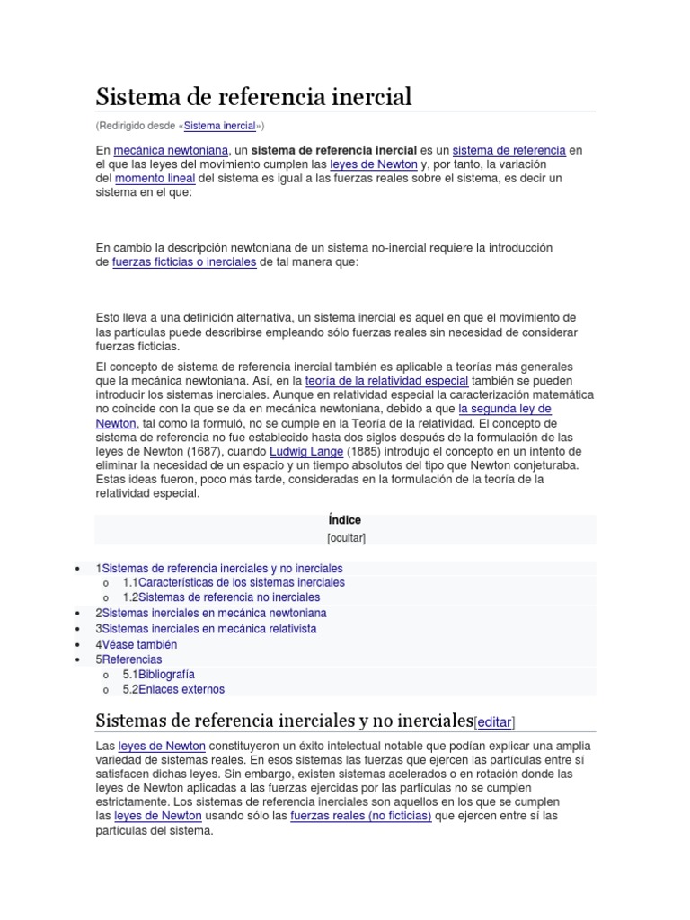 Sistemas de referencia inerciales y no inerciales | PDF | Las leyes del ...