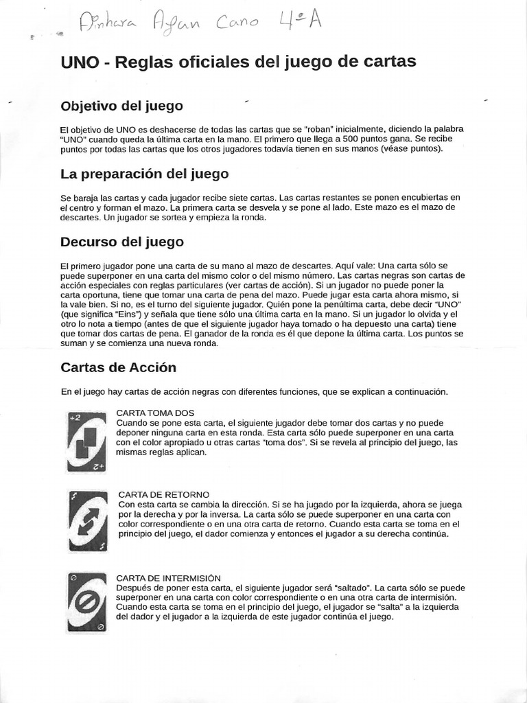 instrucciones jugar uno
