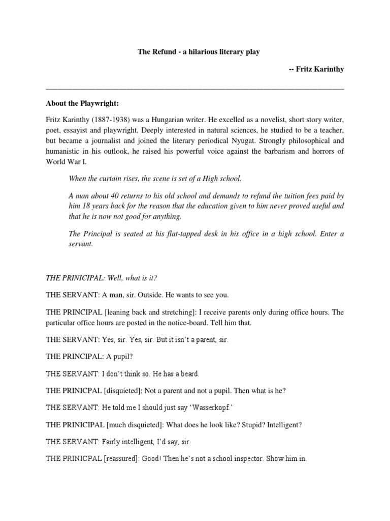 One Act Play Refund Albert Einstein Nature