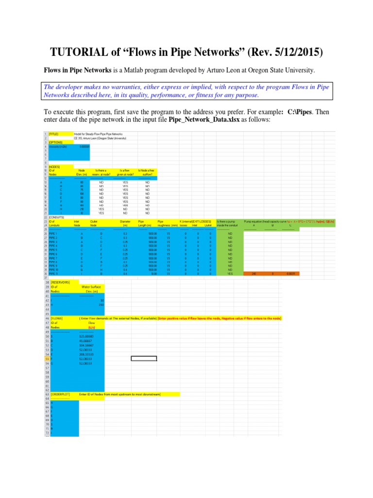 Pipe Network Tutorial PDF