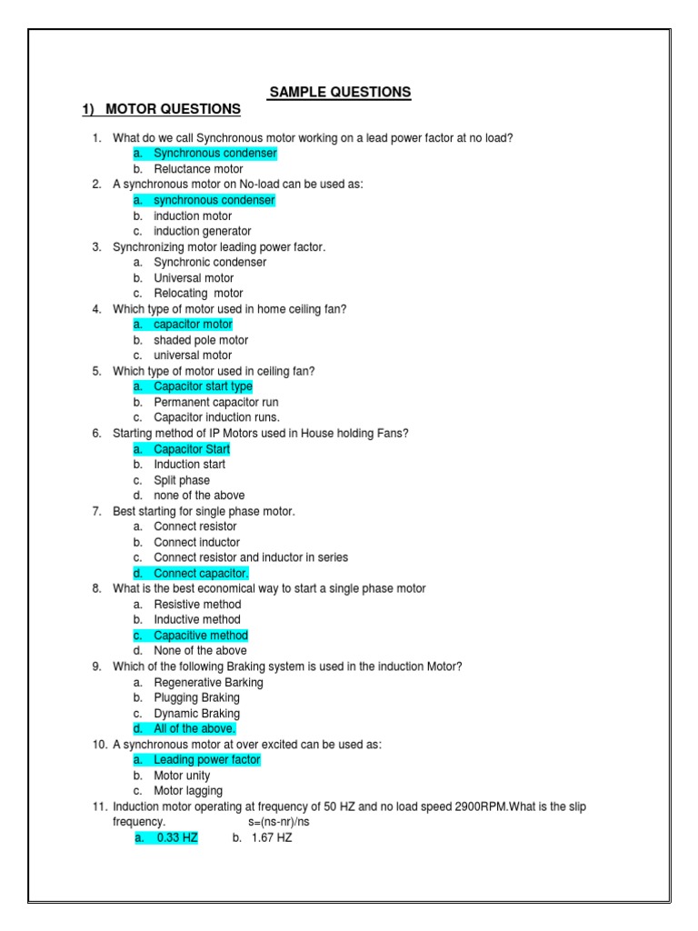 Motor and Rectifier Exam Questions | PDF | Amplifier | Bipolar Junction ...