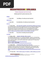 Download Media Freedom Sri Lank A Monthly Report - No 07 - July 2010 by Chamille Zue SN35987901 doc pdf