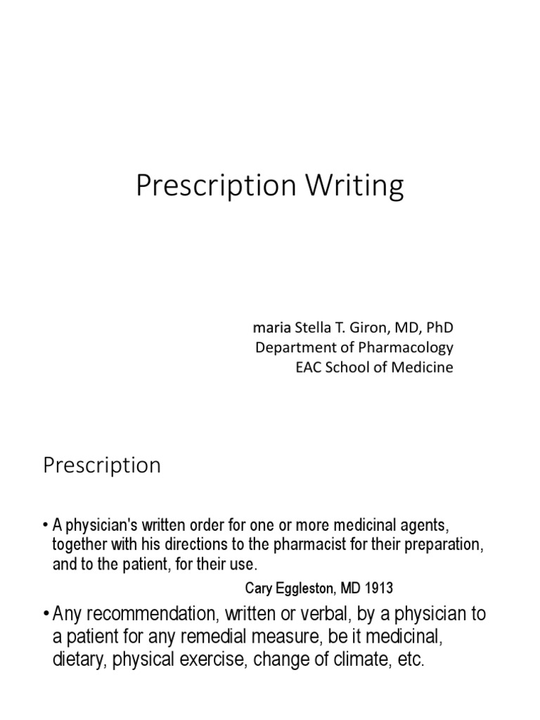 1 Prescription Writing Medical Prescription Controlled Substances Act