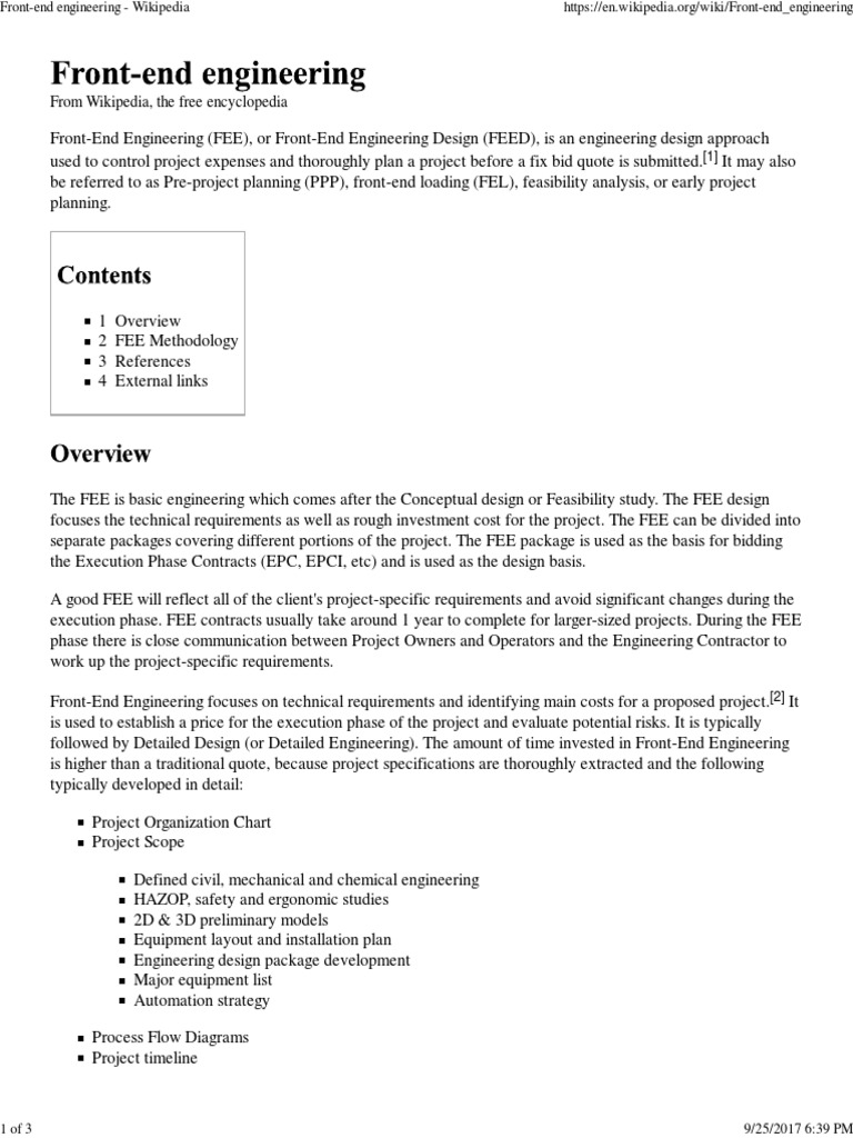 Front-End Engineering - Wikipedia | PDF | Science And Technology | Business