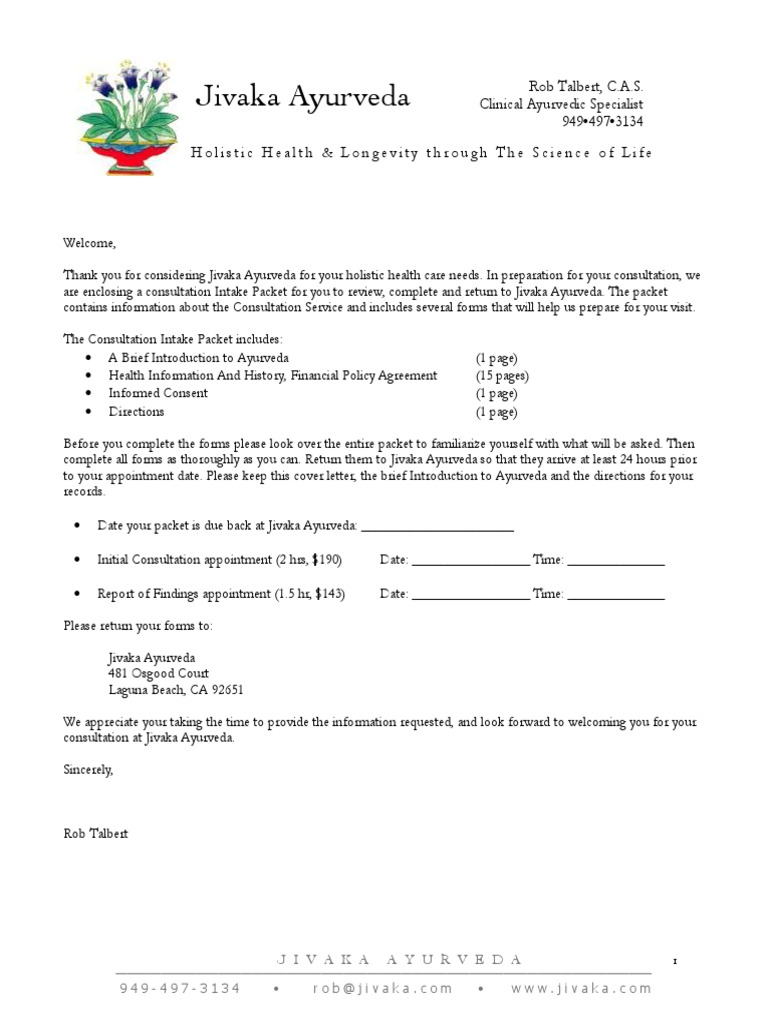 Client Intake Packet | PDF | Ayurveda | Physician