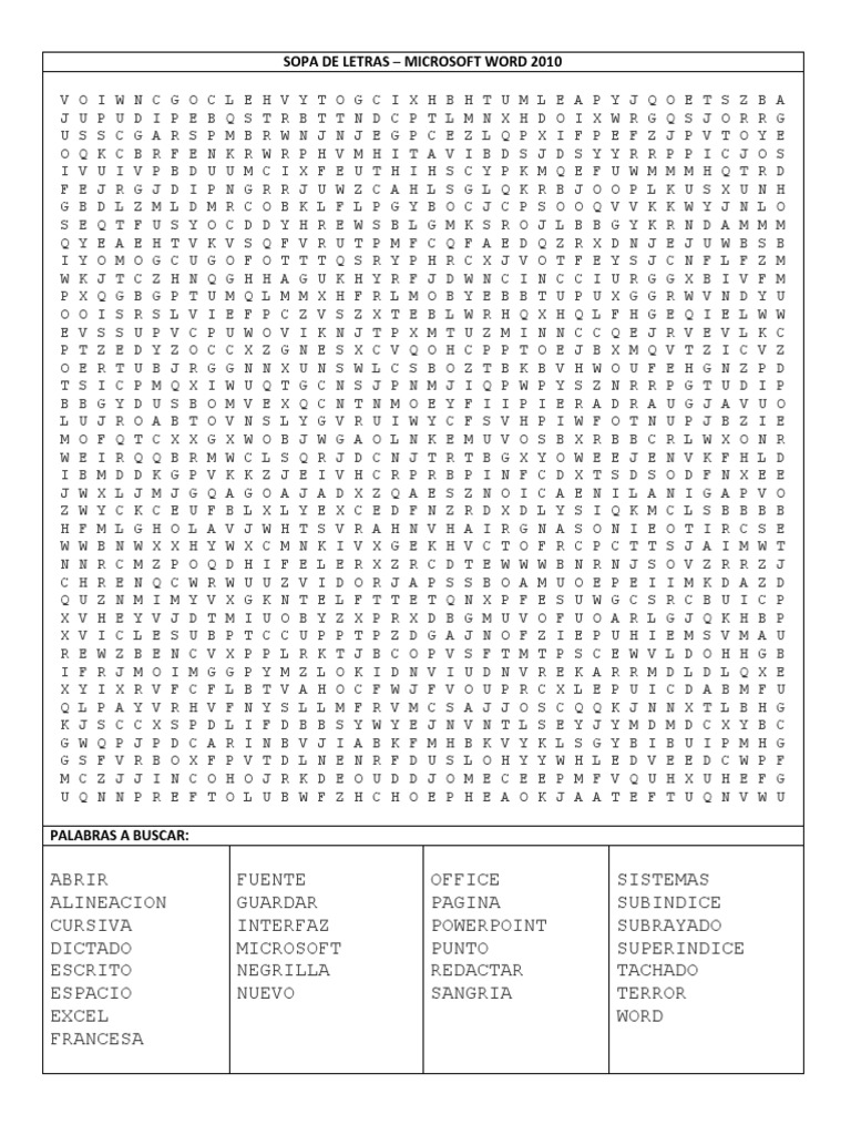Sopa De Letras Microsoft Word 2010 Introducciones