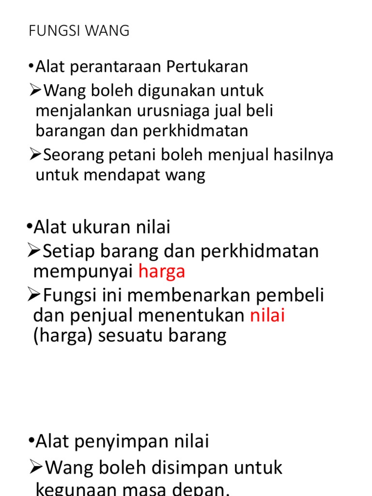 Fungsi Wang Dalam Ekonomi Di Malaysia