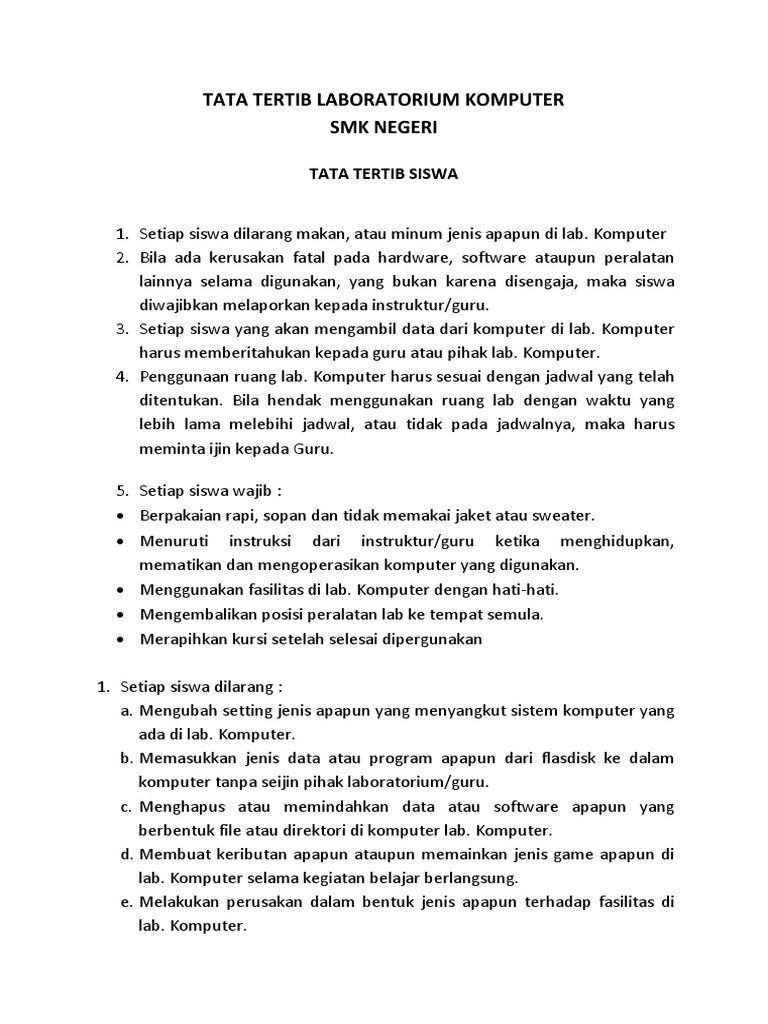 Tata Tertib Laboratorium Komputer PDF