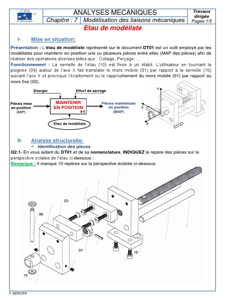 07 Td Modelisation Des Liaisons E Pdf Ingenierie Des Systemes Mecanique Newtonienne
