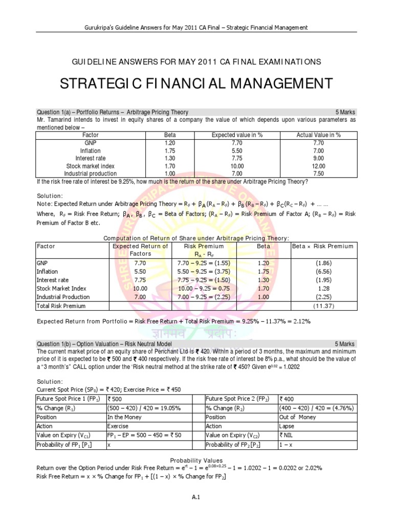 May 2011 Strategic Financial Management | PDF | Japanese Yen | Cost Of ...