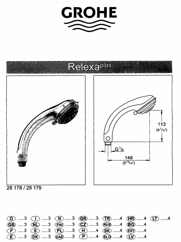 Grohe Duschkopf Relexa Plus | PDF
