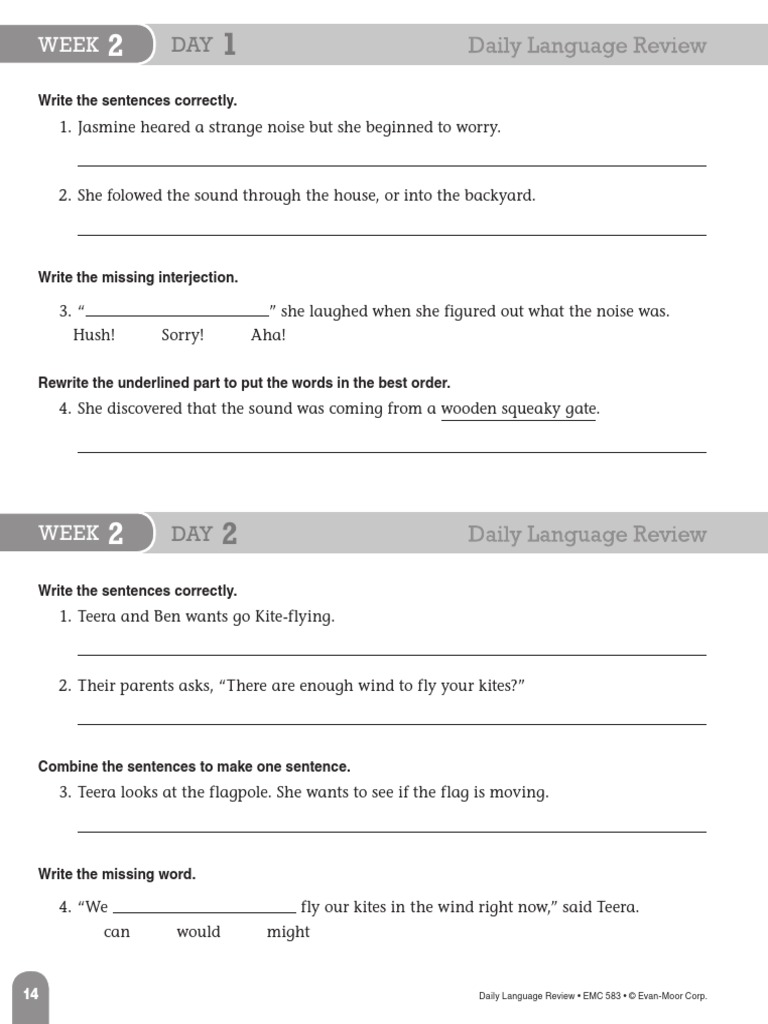 Grade 5 Daily Language Review Week 2 | PDF
