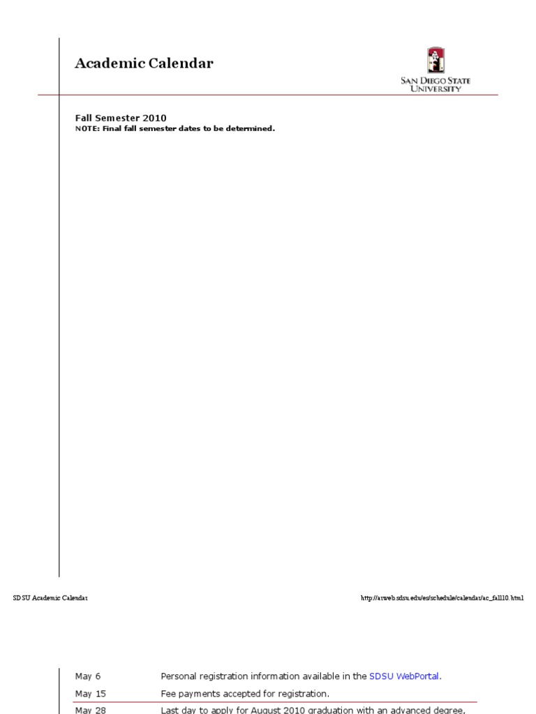 SDSU Academic Calendar | PDF | Thesis | Postgraduate Education
