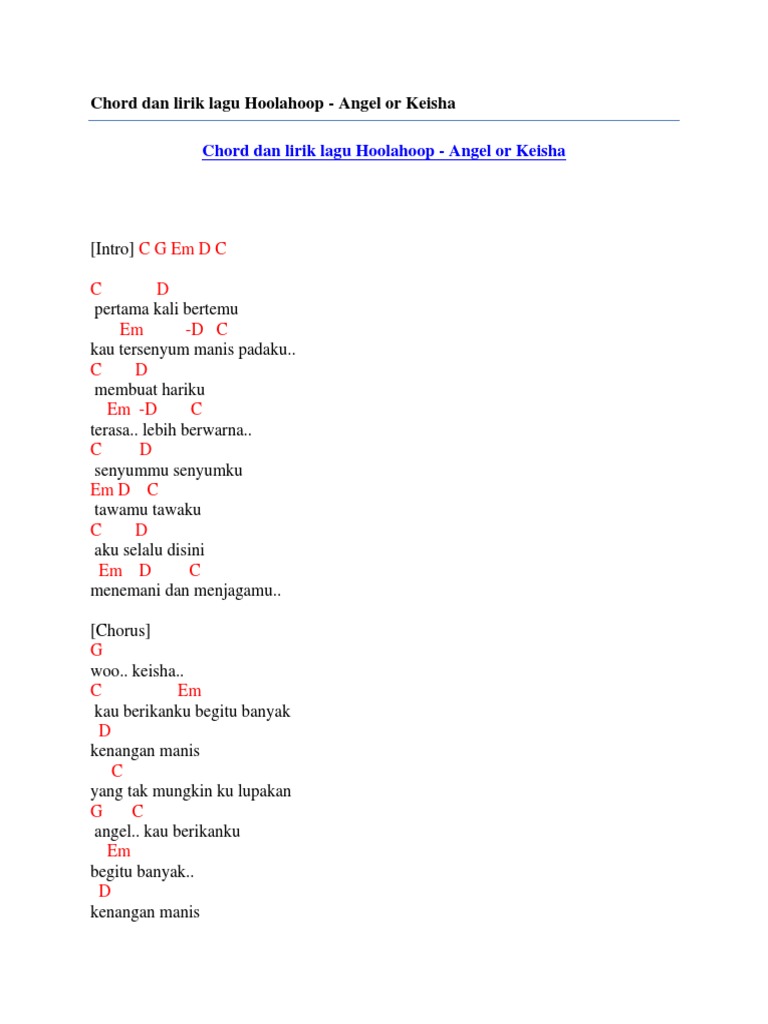 Chord Angel Or Keisha Belajar