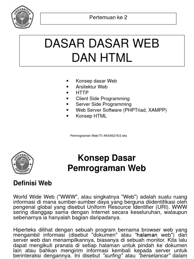 Konsep Dasar Pemrograman Web | PDF | Halaman Web Dinamis | Server Web