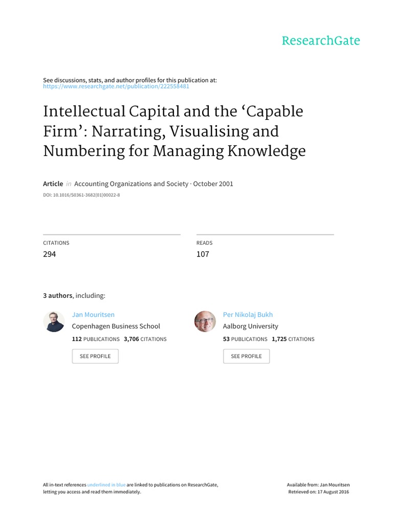 Managing Knowledge through Intellectual Capital | PDF | Book Value ...