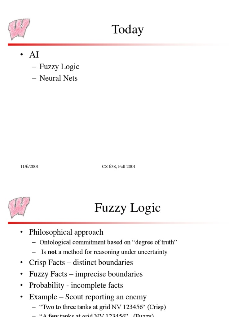 Today: - Fuzzy Logic - Neural Nets | PDF | Fuzzy Logic | Artificial ...