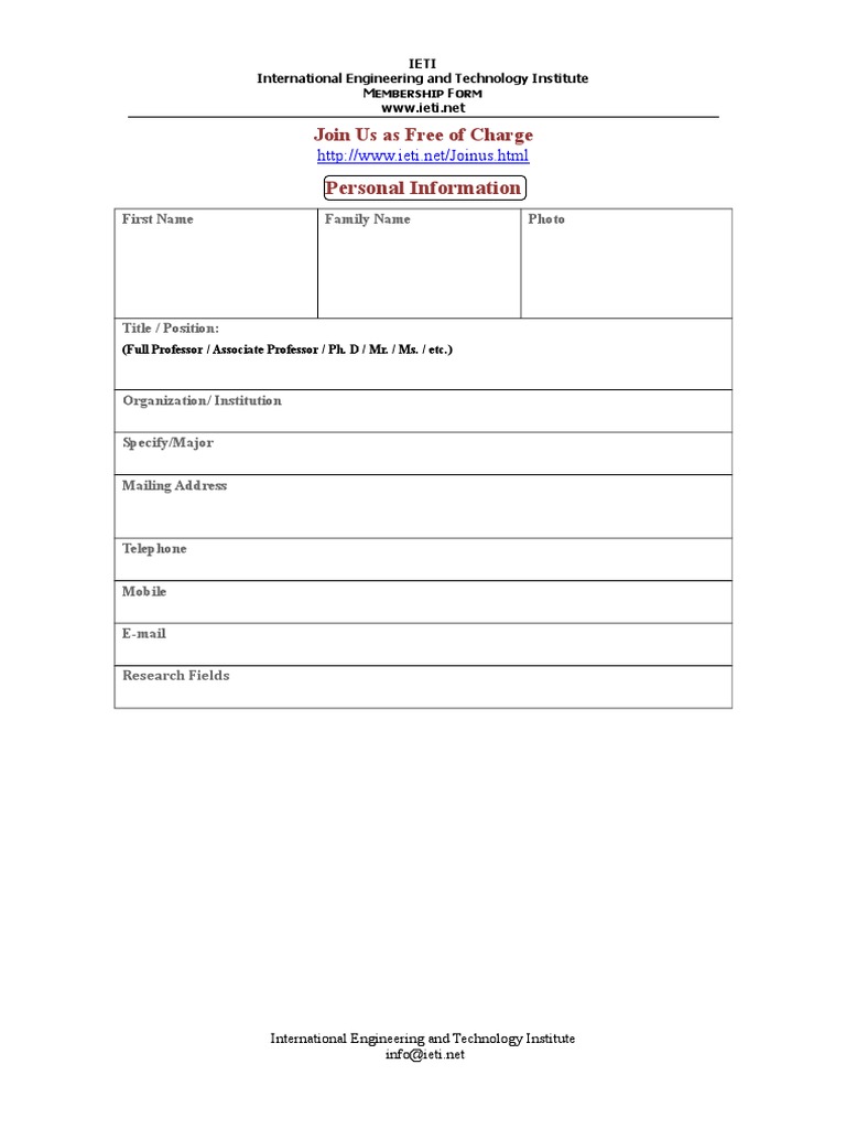 Membership Form | PDF | Computers | Technology & Engineering