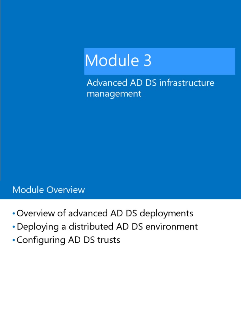 Advanced AD DS Infrastructure Management | PDF | Active Directory ...