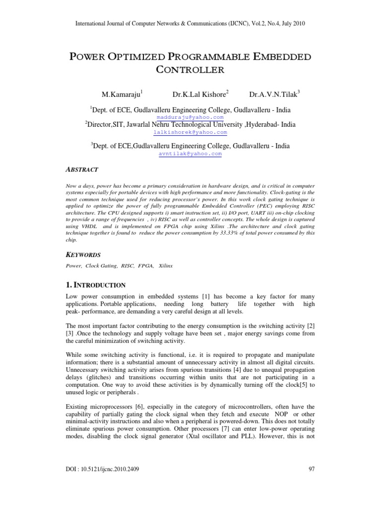 Power Optimized Programmable Embedded Controller | PDF | System On A ...